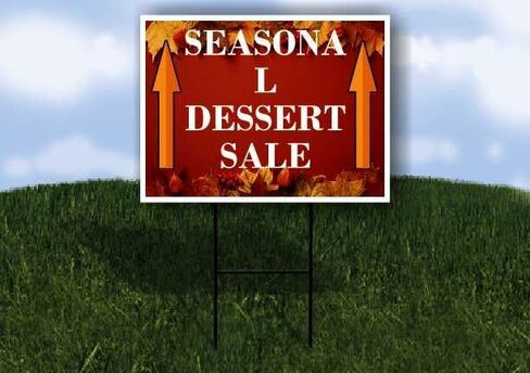 Seasonal Dessert Sale Autumn Frame Colorful Maple Leaves On Red Background Directional Arrows A-Frame Double Sided 23x23 in. sign in Kuwait