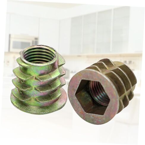 Luxshiny 40Pcs Zinc Alloy Threaded Insert Nuts with Hex Socket Drive Self-Tapping External Thread for Wood Furniture Pine Plywood Fiberboard Fastener Connectors in Saudi Arabia