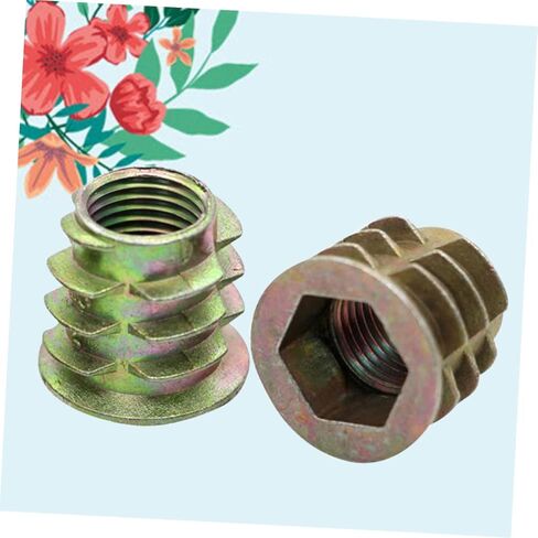 Luxshiny 40Pcs Zinc Alloy Threaded Insert Nuts with Hex Socket Drive Self-Tapping External Thread for Wood Furniture Pine Plywood Fiberboard Fastener Connectors in Saudi Arabia