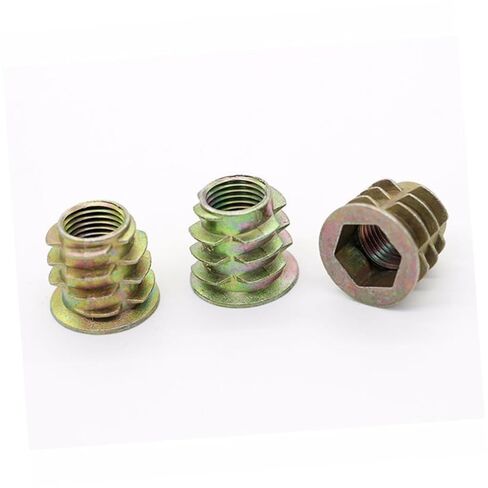 Luxshiny 40Pcs Zinc Alloy Threaded Insert Nuts with Hex Socket Drive Self-Tapping External Thread for Wood Furniture Pine Plywood Fiberboard Fastener Connectors in Saudi Arabia