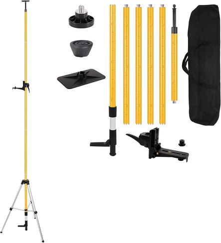 13.8Ft/4.2M Professional Telescoping Laser Level Pole with Tripod & Laser Mount - 1/4"-20 & 5/8"-11 Adapters, Adjustable Laser Pole Mount for Rotary/Line Lasers in Saudi Arabia