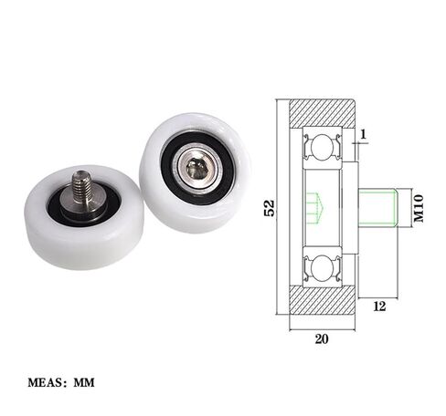 محمل بلاستيكي بوم ملولب خارجيًا BS600452-20C1L12M10 عجلة توجيه ملولبة من النايلون عالية المقاومة للاهتراء in Kuwait