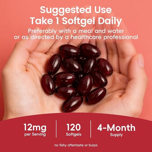 Astaxanthin 12mg with MCT Oil – 120 Softgels, Premium Astaxanthin Organic Supplements, Natural Microalgae Source, Triple Strength, Non-GMO & Gluten Free (Pack of 1) in Saudi Arabia