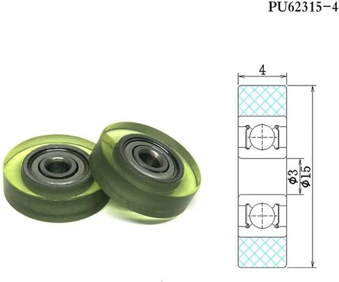 10 Pieces 3x15x4 Polyurethane Covered Bearing Roller PU62315-4 15mm Diameter 3mm Hole Polyurethane Silent Guide Wheel 3 * 15 * 4 PU Wheel in Saudi Arabia