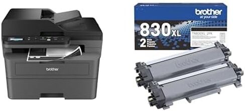 Brother DCP-L2640DW Wireless Compact Monochrome Multi-Function Laser Printer with Copy and Scan, Duplex, Mobile, Black & White | Includes Refresh Subscription Trial(1), Works with Alexa | Copy function, Scan function in Kuwait