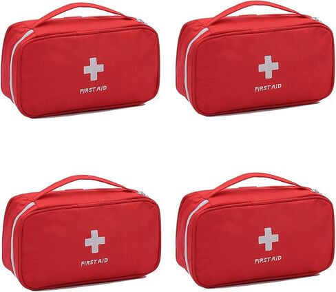 4 قطعة حقيبة إسعافات أولية فارغة حمراء حقيبة تخزين طبية محمولة حقيبة صغيرة لبقاء الطوارئ في حالات الطوارئ للتخييم والتنزه والسفر المنزلي in Kuwait