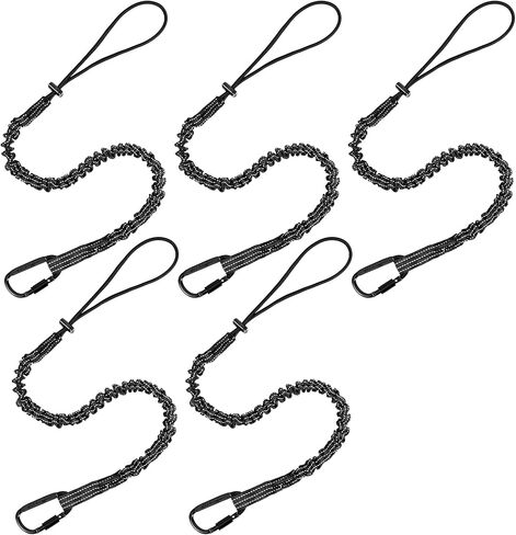 Safety Tether Tool Lanyard for Fall Protection - 5 Pack Stretch Strap Safety Tools Leash with Aluminum Screw Lock Buckle Shock Cord Stopper & Retractable Loop in Saudi Arabia