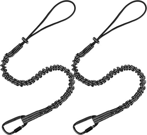 Safety Tether Tool Lanyard for Fall Protection - 5 Pack Stretch Strap Safety Tools Leash with Aluminum Screw Lock Buckle Shock Cord Stopper & Retractable Loop in Saudi Arabia