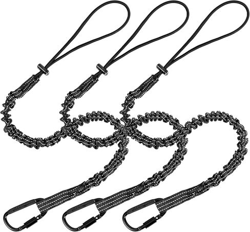 Safety Tether Tool Lanyard for Fall Protection - 5 Pack Stretch Strap Safety Tools Leash with Aluminum Screw Lock Buckle Shock Cord Stopper & Retractable Loop in Saudi Arabia