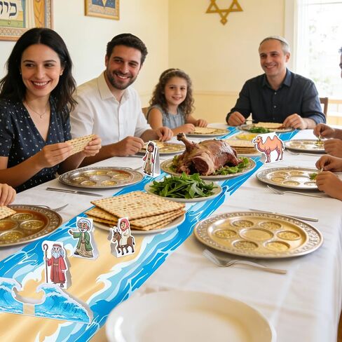 قطعة مركزية لطاولة عيد الفصح، مفرش طاولة عيد الفصح، ديكورات عيد الفصح اليهودية، علامات سطح الطاولة للبحر الأحمر، ديكور لمهرجان سيدر، لوازم الحفلات المنزلية in Kuwait