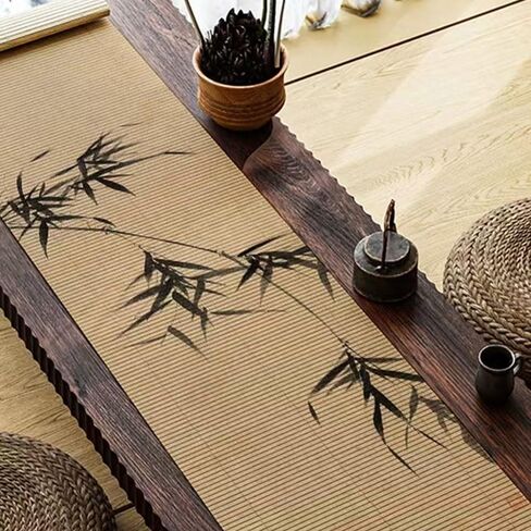 Asian Style Bamboo Table Runner, Ancient Chinese Paintings Zen Table Mat Placemat for Home Office Party Decor (Magnolia, 12x72 Inch) in Saudi Arabia