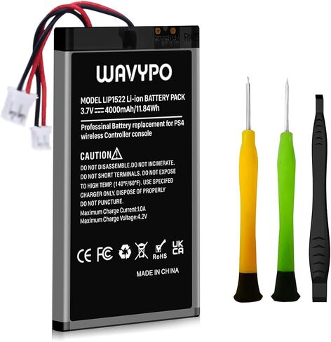 WAVYPO 2 Pack PS4 Controller Battery, 4000mAh Replacement for PS4/PS4 Pro/PS4 Slim Playstation 4 Dualshock 4 Controller CUH-ZCT1H CUH-ZCT1E CUH-ZCT1U CUH-ZCT2U CUH-ZCT2 in Saudi Arabia