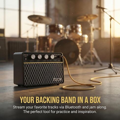 AZOR Guitar Amp, 10W USB-C Rechargeable, 6H Working Mini Electric Guitar Amplifier Wireless Amp with Clean/Drive Channels with 3.5mm Headphone/AUX Jack Output for Indoor Practice in Saudi Arabia