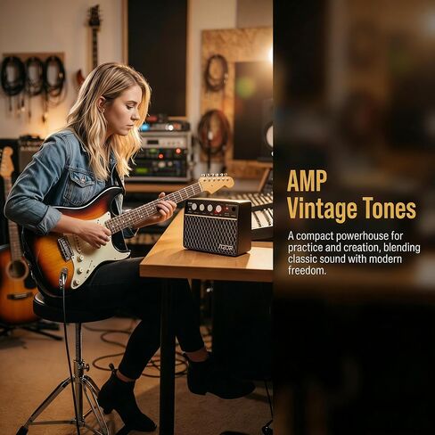 AZOR Guitar Amp, 10W USB-C Rechargeable, 6H Working Mini Electric Guitar Amplifier Wireless Amp with Clean/Drive Channels with 3.5mm Headphone/AUX Jack Output for Indoor Practice in Saudi Arabia