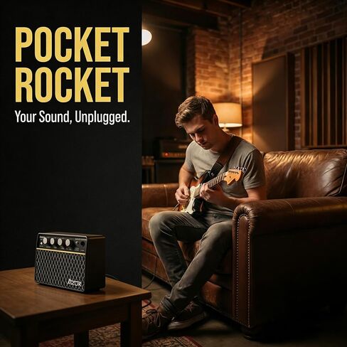 AZOR Guitar Amp, 10W USB-C Rechargeable, 6H Working Mini Electric Guitar Amplifier Wireless Amp with Clean/Drive Channels with 3.5mm Headphone/AUX Jack Output for Indoor Practice in Saudi Arabia