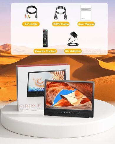 تلفزيون ديسوبري 18 بوصة محمول مع موالف ATSC رقمي، تلفزيون صغير مع بطارية مدمجة 6000 مللي أمبير في الساعة، شاشة محمولة مع مدخل HDMI 1080 بكسل، مدخل AV، USB، تلفزيون صغير للسفر والتخييم وRV والمطبخ والفناء in Kuwait