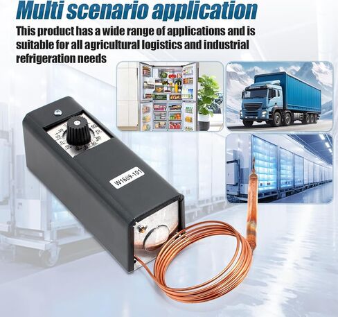 W1609-101 TH-1609 ترموستات للتحكم في درجة الحرارة للتبريد، -30 درجة فهرنهايت إلى 90 درجة فهرنهايت (-34 درجة مئوية إلى 32 درجة مئوية)، 5 أقدام شعرية، 3.5 درجة فهرنهايت إلى 16 درجة فهرنهايت، لمبة استشعار عن بعد in Kuwait