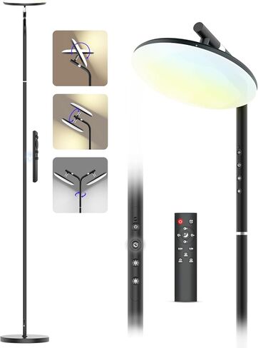 Floor Lamps for Living Room, 32W/3200LM Super Bright LED Floor Lamp with Remote Control, Modern Stepless Dimmable, 67" Tall Standing Lamp, 350° Rotating Head Reading Floor Lamp for Bedroom, Office in Saudi Arabia