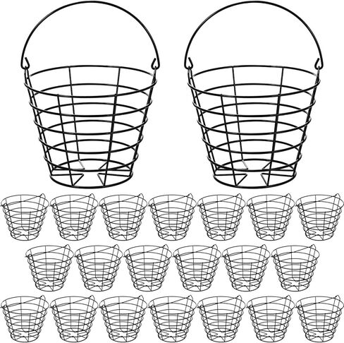 Wettarn Bulk Metal Wire Golf Ball Basket with Handle Stainless Steel Golf Basket Ball Holder Container for Summer Storage Practice Accessories, Black in Saudi Arabia