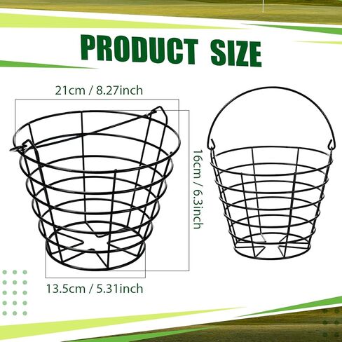 Wettarn Bulk Metal Wire Golf Ball Basket with Handle Stainless Steel Golf Basket Ball Holder Container for Summer Storage Practice Accessories, Black in Saudi Arabia