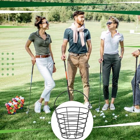Wettarn Bulk Metal Wire Golf Ball Basket with Handle Stainless Steel Golf Basket Ball Holder Container for Summer Storage Practice Accessories, Black in Saudi Arabia