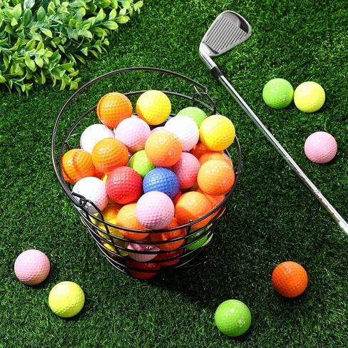 Wettarn Bulk Metal Wire Golf Ball Basket with Handle Stainless Steel Golf Basket Ball Holder Container for Summer Storage Practice Accessories, Black in Saudi Arabia