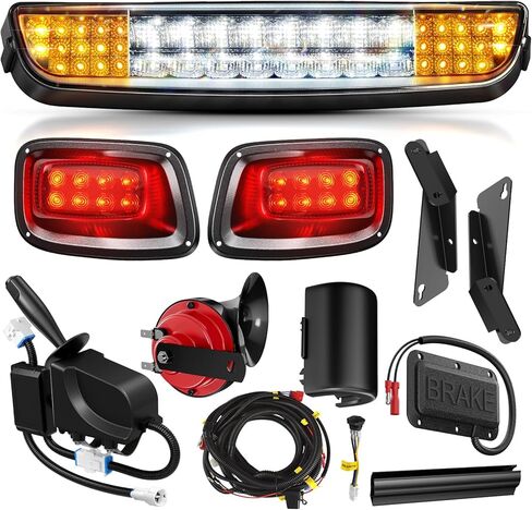 طقم شريط إضاءة فاخر EZGO TXT، مجموعة إضاءة LED لعربة الجولف مع EZGO TXT 12 فولت مصباح أمامي LED قانوني للشارع مصباح خلفي إشارة الانعطاف ومفتاح ضوء خطر وسادة فرامل القرن، يناسب عربة الجولف بالغاز والكهرباء 1996-2013 in Kuwait