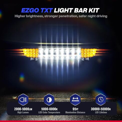 طقم شريط إضاءة فاخر EZGO TXT، مجموعة إضاءة LED لعربة الجولف مع EZGO TXT 12 فولت مصباح أمامي LED قانوني للشارع مصباح خلفي إشارة الانعطاف ومفتاح ضوء خطر وسادة فرامل القرن، يناسب عربة الجولف بالغاز والكهرباء 1996-2013 in Kuwait