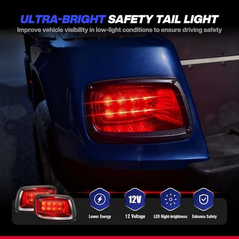 طقم شريط إضاءة فاخر EZGO TXT، مجموعة إضاءة LED لعربة الجولف مع EZGO TXT 12 فولت مصباح أمامي LED قانوني للشارع مصباح خلفي إشارة الانعطاف ومفتاح ضوء خطر وسادة فرامل القرن، يناسب عربة الجولف بالغاز والكهرباء 1996-2013 in Kuwait