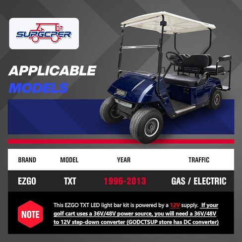 طقم شريط إضاءة فاخر EZGO TXT، مجموعة إضاءة LED لعربة الجولف مع EZGO TXT 12 فولت مصباح أمامي LED قانوني للشارع مصباح خلفي إشارة الانعطاف ومفتاح ضوء خطر وسادة فرامل القرن، يناسب عربة الجولف بالغاز والكهرباء 1996-2013 in Kuwait
