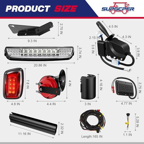 طقم شريط إضاءة فاخر EZGO TXT، مجموعة إضاءة LED لعربة الجولف مع EZGO TXT 12 فولت مصباح أمامي LED قانوني للشارع مصباح خلفي إشارة الانعطاف ومفتاح ضوء خطر وسادة فرامل القرن، يناسب عربة الجولف بالغاز والكهرباء 1996-2013 in Kuwait