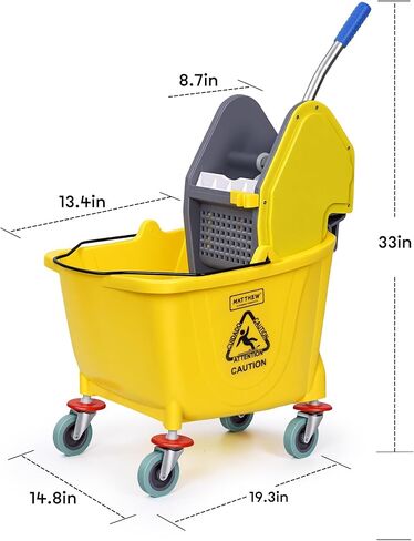 Matthew Cleaning 30 Quarts دلو ممسحة تجارية مع صمغ صمود على عجلات ، وتنظيف الأرضيات الثقيلة الصناعية مع مقبض ، دلو MOP للمنزل ، المكاتب ، التجارية ، المطاعم in Kuwait