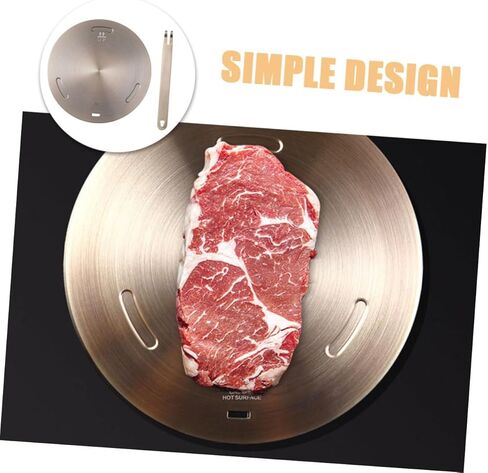 لوحة توزيع الحرارة الحثية من الفولاذ المقاوم للصدأ - محول نقل الحرارة مقاس 11 بوصة للمواقد الكهربائية والغازية ومقبض أساسي للمطبخ متوافق مع أسطح الطهي الحثية in Kuwait