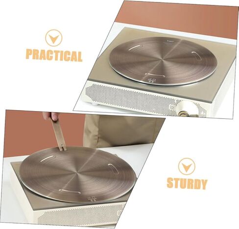 لوحة توزيع الحرارة الحثية من الفولاذ المقاوم للصدأ - محول نقل الحرارة مقاس 11 بوصة للمواقد الكهربائية والغازية ومقبض أساسي للمطبخ متوافق مع أسطح الطهي الحثية in Kuwait