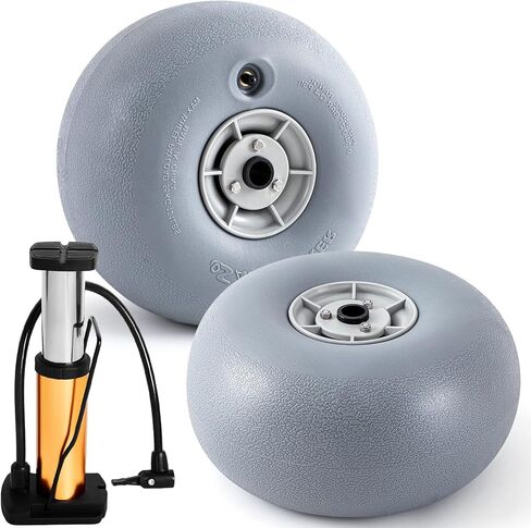 Lenwen 2 Pack PU Beach Balloon Wheels Beach Cart Tires Replacement Big Sand Wheels with 1 Air Pump for Kayak Canoe Cart Rolling Walker Wheelchair and Boat in Saudi Arabia