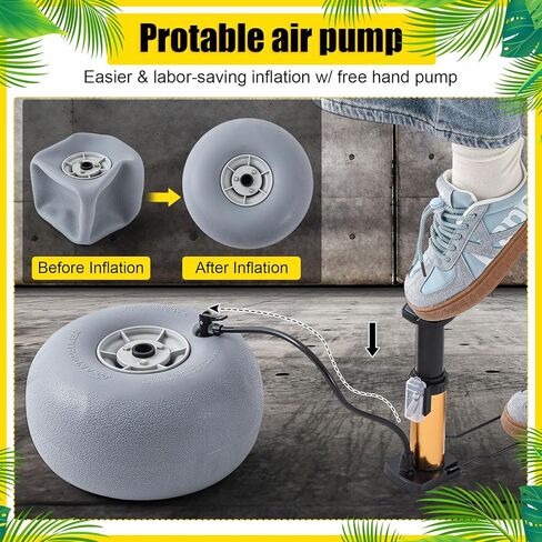 Lenwen 2 Pack PU Beach Balloon Wheels Beach Cart Tires Replacement Big Sand Wheels with 1 Air Pump for Kayak Canoe Cart Rolling Walker Wheelchair and Boat in Saudi Arabia