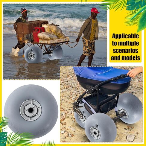 Lenwen 2 Pack PU Beach Balloon Wheels Beach Cart Tires Replacement Big Sand Wheels with 1 Air Pump for Kayak Canoe Cart Rolling Walker Wheelchair and Boat in Saudi Arabia