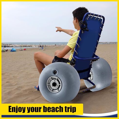 Lenwen 2 Pack PU Beach Balloon Wheels Beach Cart Tires Replacement Big Sand Wheels with 1 Air Pump for Kayak Canoe Cart Rolling Walker Wheelchair and Boat in Saudi Arabia