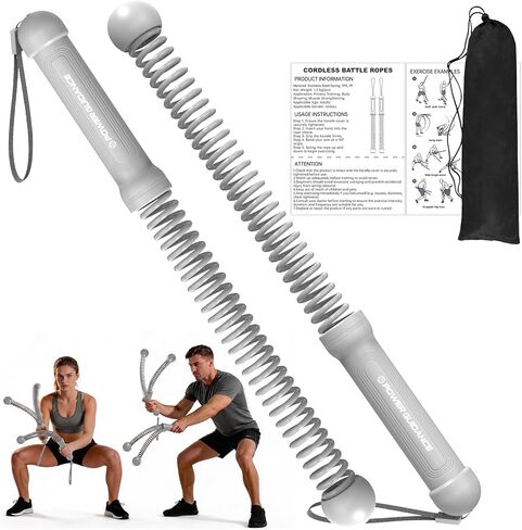 Power GUIDENCE 2PCS Weighted Ropeless Battle Ropes, Portable Cordless Battle Rope with Non-Slip Handles, Workout Exercise Rope for HIIT, Cardio & Strength，Black in Saudi Arabia