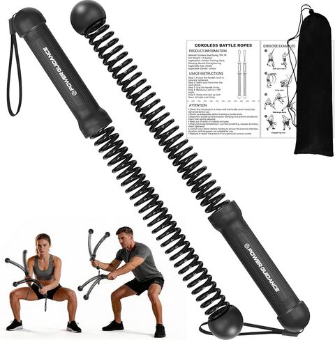 Power GUIDENCE 2PCS Weighted Ropeless Battle Ropes, Portable Cordless Battle Rope with Non-Slip Handles, Workout Exercise Rope for HIIT, Cardio & Strength，Black in Saudi Arabia