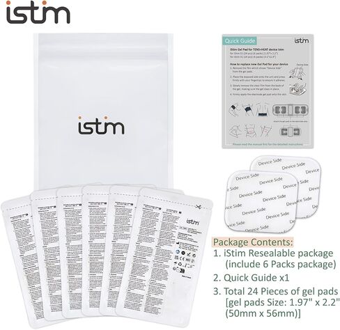 وسادات جل كهربائية من iStim S1 لوحدة TENS اللاسلكية iStim S1 - وسادات جل يابانية لتخفيف آلام الدورة الشهرية والظهر، متوافقة مع مدلك الحرارة iStim S1 لتشنجات الفترة، إجمالي 24 قطعة (6 عبوات) in Kuwait