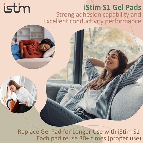 وسادات جل كهربائية من iStim S1 لوحدة TENS اللاسلكية iStim S1 - وسادات جل يابانية لتخفيف آلام الدورة الشهرية والظهر، متوافقة مع مدلك الحرارة iStim S1 لتشنجات الفترة، إجمالي 24 قطعة (6 عبوات) in Kuwait