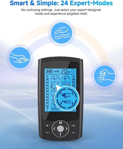 وحدة TENS لتحفيز العضلات، 24 وضعًا لآلة TENS EMS ثنائية القناة لتوتر العضلات وتخفيف الظهر، مدلك نبض قابل لإعادة الشحن مع مؤقت، 6 وسادات مطورة للرقبة والكتف والساق والركبة in Kuwait