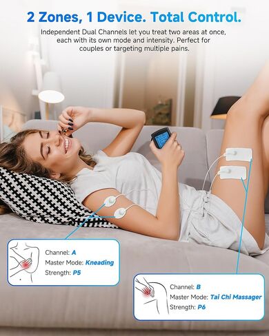 وحدة TENS لتحفيز العضلات، 24 وضعًا لآلة TENS EMS ثنائية القناة لتوتر العضلات وتخفيف الظهر، مدلك نبض قابل لإعادة الشحن مع مؤقت، 6 وسادات مطورة للرقبة والكتف والساق والركبة in Kuwait