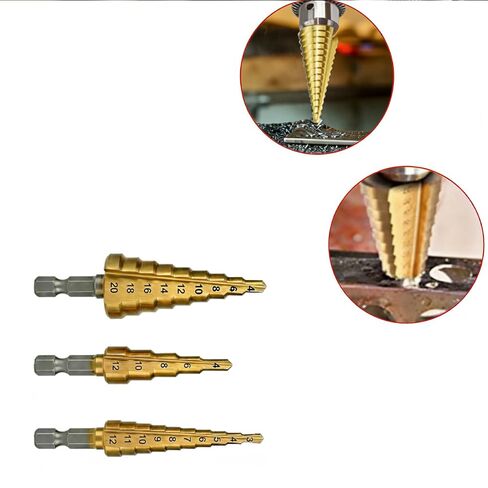 3PCS Titanium Coated HSS Step Drill Bits Set Ideal for Precise Drilling Offering Efficiency and Versatility in Saudi Arabia