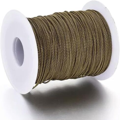 92m/roll Brass Twisted Chains Soldered Curb Chains Multi-Color 1.5x1x0.35mm-Silver in Saudi Arabia