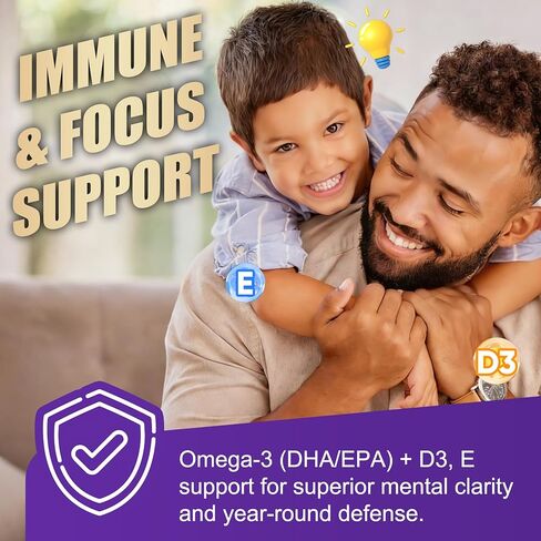 Magnesium Glycinate Gummies 500mg - Magnesium with Omega-3, Turmeric, Vitamin D3 & E | Magnesium Glycinate Soft Chews for Adults | for Sleep, Muscle & Brain | 60 Counts in Kuwait