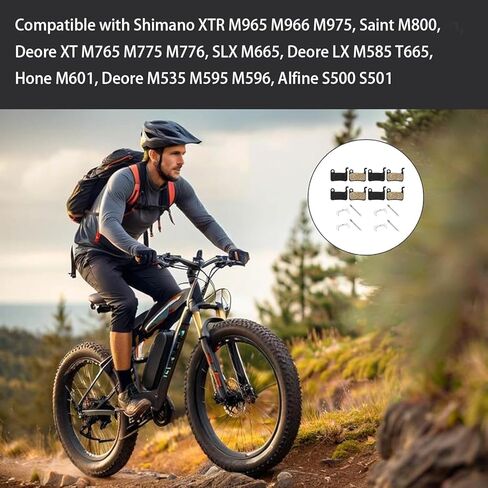 4 أزواج من وسادات فرامل الدراجة المتوافقة مع Shimano Deore XT SLX Hone Alfine Saint LX XTR M975 M966 M965 M596 M595 منصات استبدال فرامل قرص الراتنج للدراجات الجبلية MTB فرامل ركوب الدراجات هادئة ومتينة in Kuwait