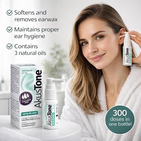 Akustone Ear Wax Removal Spray 300 doses 15ml – Ear Cleaning Kit with Natural Ingredients for Ear Hygiene – Soften & Remove Excess Earwax – Safe for Adults & Kids in Saudi Arabia