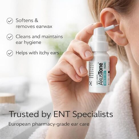 Akustone Ear Wax Removal Spray 300 doses 15ml – Ear Cleaning Kit with Natural Ingredients for Ear Hygiene – Soften & Remove Excess Earwax – Safe for Adults & Kids in Saudi Arabia